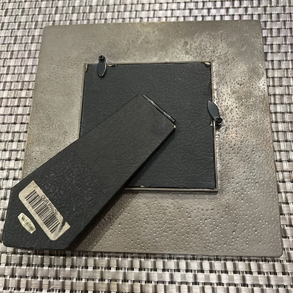 Gray Metal Heavy Square Table Top Picture Frame